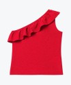 Tee-shirt asymétrique à volant et paillettes femme